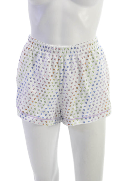 Roller Rabbit Women Casual Shorts White Pima Cotton Graphic Hearts Size L