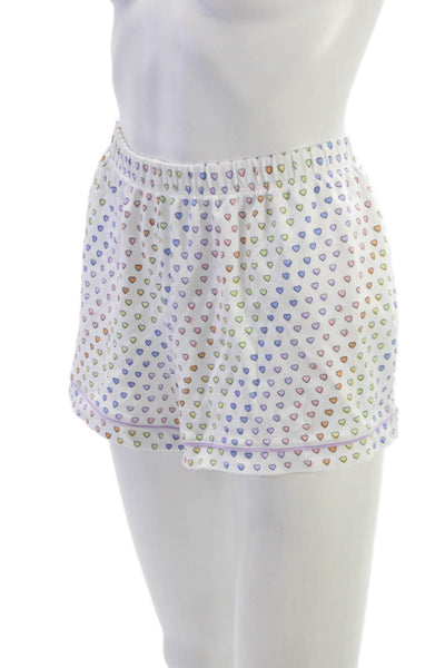 Roller Rabbit Women Casual Shorts White Pima Cotton Graphic Hearts Size L