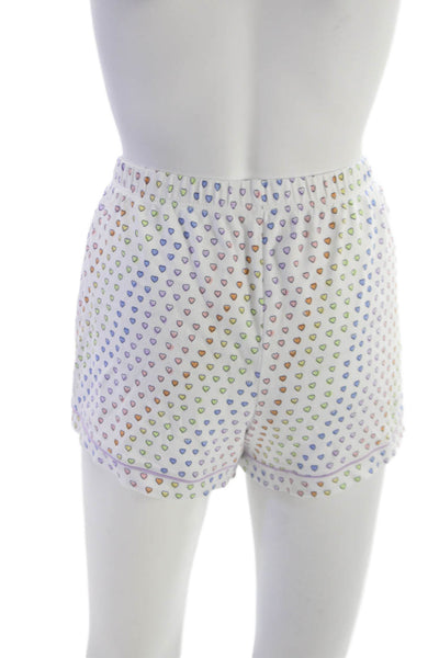 Roller Rabbit Women Casual Shorts White Pima Cotton Graphic Hearts Size L