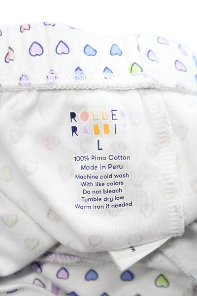 Roller Rabbit Women Casual Shorts White Pima Cotton Graphic Hearts Size L