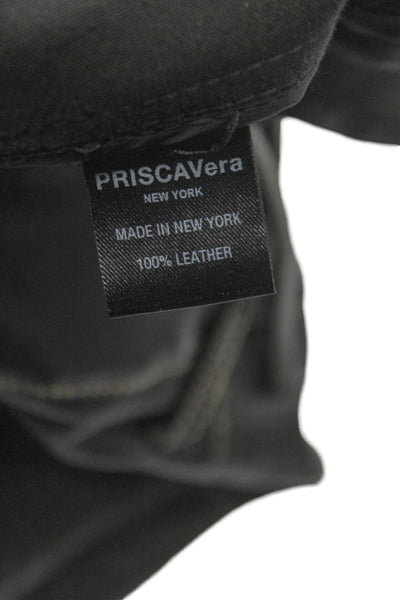 PRISCAVera Womens Mini Leather Skirt Gray Button Size XS