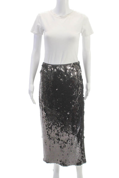 Toccin Women Maxi Skirt Black Polyester Zip Solid Size 4