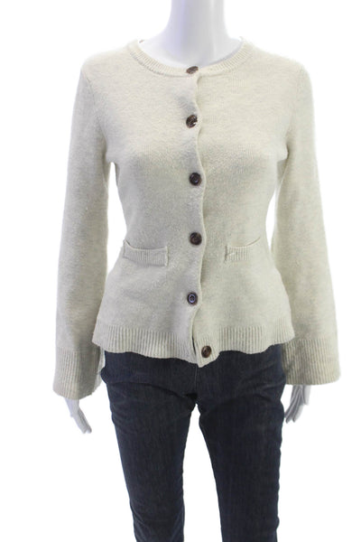Mod Ref Womens Cardigan Beige Long Sleeve Crew Neck Acrylic Size S