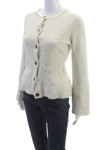 Mod Ref Womens Cardigan Beige Long Sleeve Crew Neck Acrylic Size S