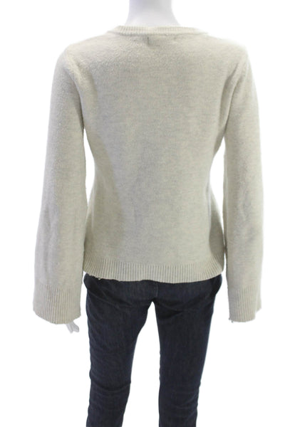 Mod Ref Womens Cardigan Beige Long Sleeve Crew Neck Acrylic Size S
