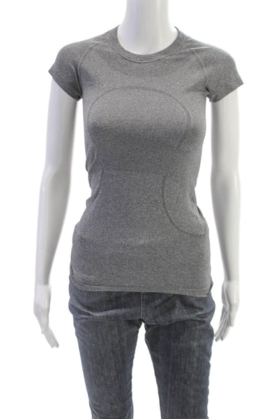 Lululemon Womens Basic Gray Crew Neck Short Sleeve T-Shirt Polyester Size 2