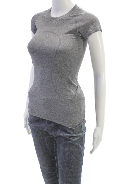 Lululemon Womens Basic Gray Crew Neck Short Sleeve T-Shirt Polyester Size 2