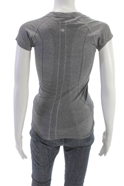 Lululemon Womens Basic Gray Crew Neck Short Sleeve T-Shirt Polyester Size 2