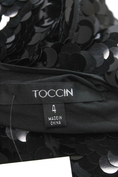 Toccin Women Cropped Black Polyester Long Sleeve Blouse Size 4