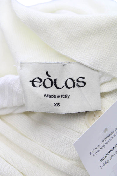Eolas Womens Basic Polo Collared Long Sleeve Ivory Organic Cotton Size XS