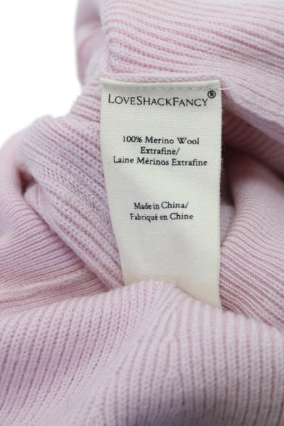 Love Shack Fancy Women Pink Merino Wool Cardigan Round Neck Long Sleeve Size XS