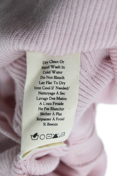 Love Shack Fancy Women Pink Merino Wool Cardigan Round Neck Long Sleeve Size XS