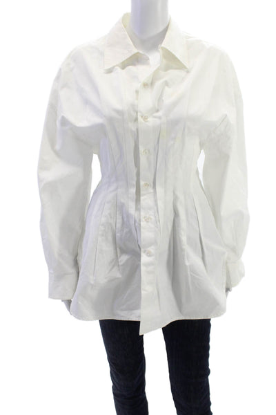 Colville Women Tunic Button-Up White Cotton Collared Long Sleeve Size 40