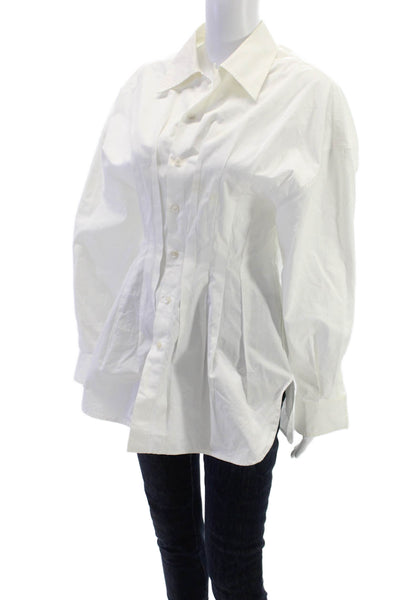 Colville Women Tunic Button-Up White Cotton Collared Long Sleeve Size 40