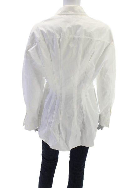 Colville Women Tunic Button-Up White Cotton Collared Long Sleeve Size 40