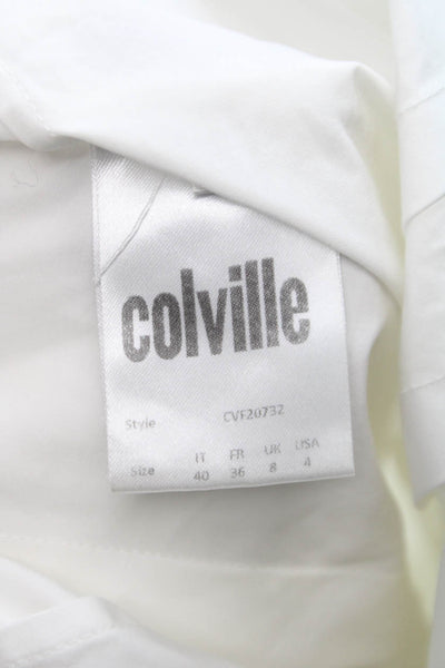 Colville Women Tunic Button-Up White Cotton Collared Long Sleeve Size 40