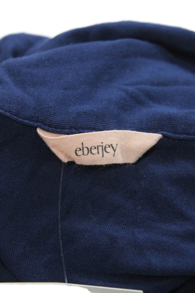 Eberjey Women Blue Tencel Modal Collared Short Sleeve Pajama Top Size S