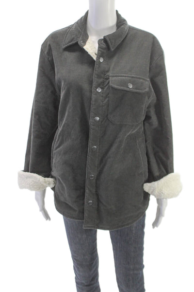 James Perse Women Gray Basic Jacket Long Sleeve Snap Closure Size 2