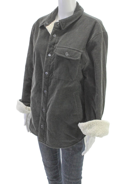James Perse Women Gray Basic Jacket Long Sleeve Snap Closure Size 2