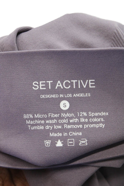 Set Active Womens Compression Leggings Purple Pull On Size S