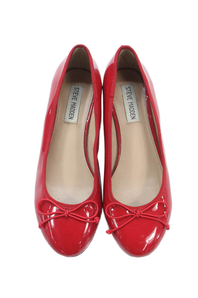 Steve Madden Womens Slip On Block Heel Patent Leather Pumps Red Size 8M