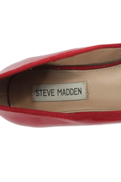 Steve Madden Womens Slip On Block Heel Patent Leather Pumps Red Size 8M