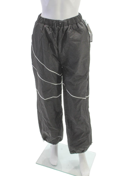 Daughter Lessons Women Track Pants Gray Striped Nylon Size S