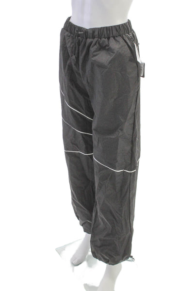 Daughter Lessons Women Track Pants Gray Striped Nylon Size S