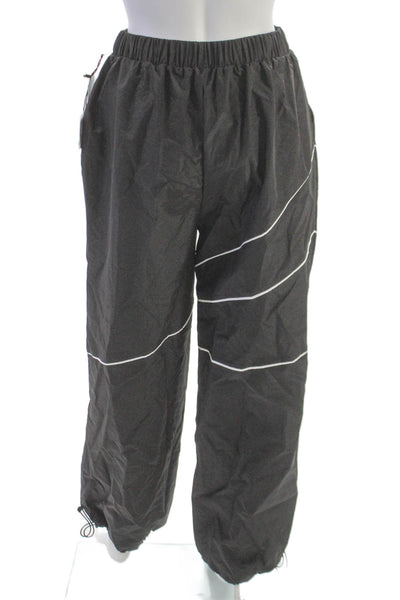 Daughter Lessons Women Track Pants Gray Striped Nylon Size S