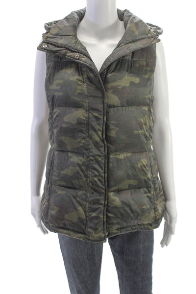 Sanctuary Womens Multicolor Camouflage Puffer Jacket Sleeveless Snap Size M