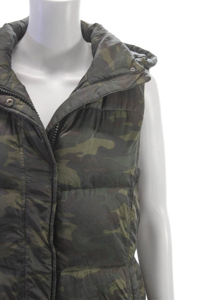 Sanctuary Womens Multicolor Camouflage Puffer Jacket Sleeveless Snap Size M
