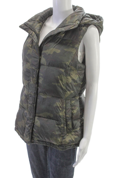 Sanctuary Womens Multicolor Camouflage Puffer Jacket Sleeveless Snap Size M