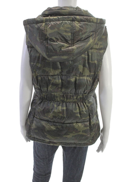 Sanctuary Womens Multicolor Camouflage Puffer Jacket Sleeveless Snap Size M
