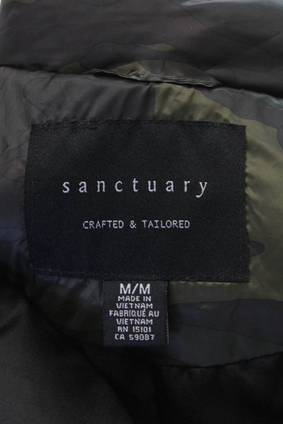 Sanctuary Womens Multicolor Camouflage Puffer Jacket Sleeveless Snap Size M