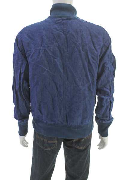 Banana Republic Mens Blue Linen Cotton Bomber Jacket Button Size M