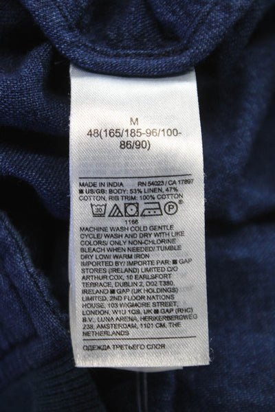 Banana Republic Mens Blue Linen Cotton Bomber Jacket Button Size M