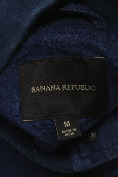 Banana Republic Mens Blue Linen Cotton Bomber Jacket Button Size M