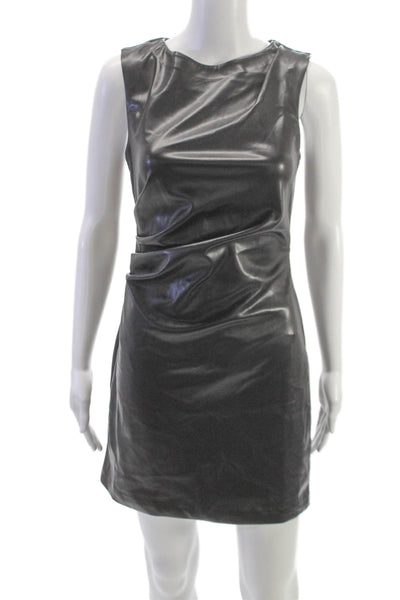 Joes Jeans Womens Mini Dress Sleeveless Round Neck Zip Black Size S