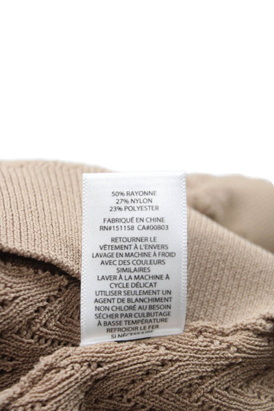 525 Women Beige Geometric Collared Short Sleeve Basic Polo Size S