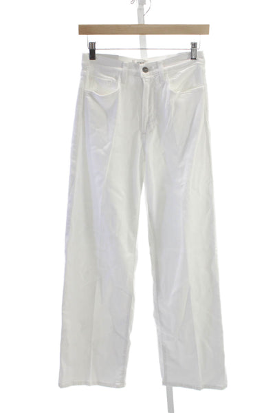Joes Jeans Womens Petite Wide-Leg Jeans White Cotton Mid Rise Inseam 31 Size 26