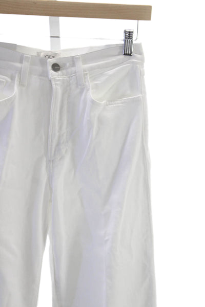 Joes Jeans Womens Petite Wide-Leg Jeans White Cotton Mid Rise Inseam 31 Size 26