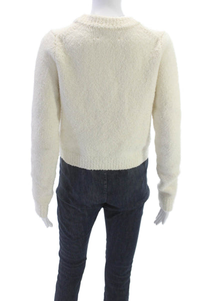 Cara Cara Womens Ivory V Neck Wool Blend Cardigan Long Sleeve Size S