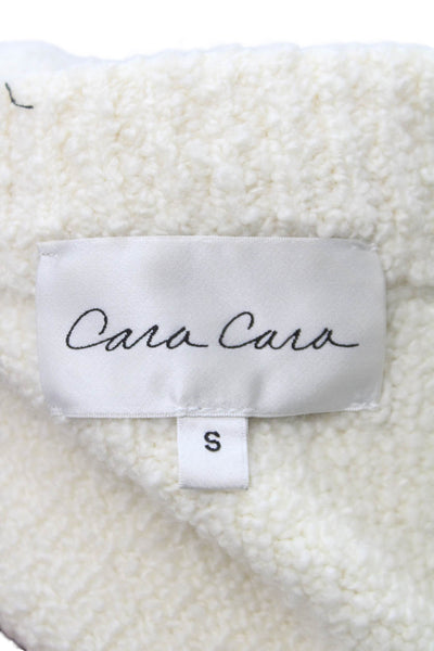 Cara Cara Womens Ivory V Neck Wool Blend Cardigan Long Sleeve Size S