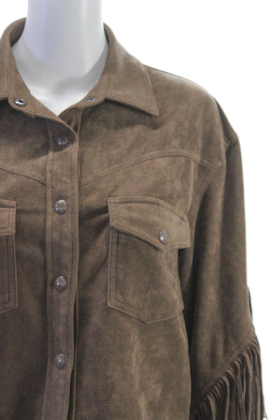 Blank NYC Womens Basic Western Button Long Sleeve Brown Jacket Size XS