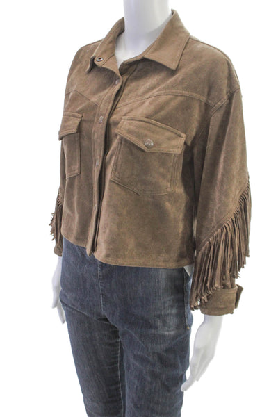 Blank NYC Womens Basic Western Button Long Sleeve Brown Jacket Size XS