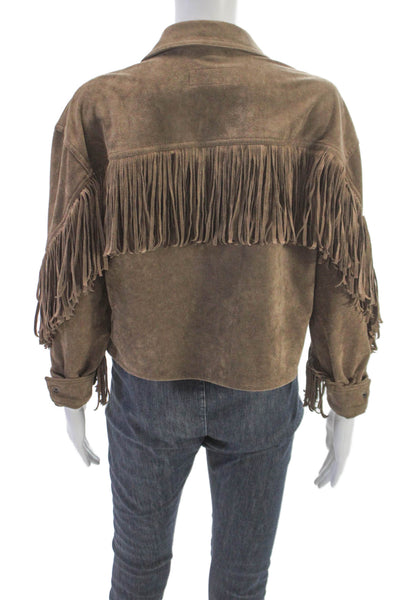Blank NYC Womens Basic Western Button Long Sleeve Brown Jacket Size XS