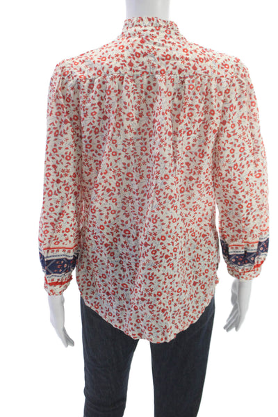 Trovata Women Basic Floral Cotton Collared Button Long Sleeve Blouse Size XS