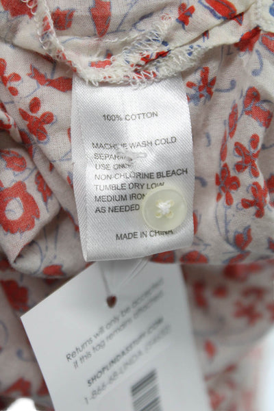 Trovata Women Basic Floral Cotton Collared Button Long Sleeve Blouse Size XS