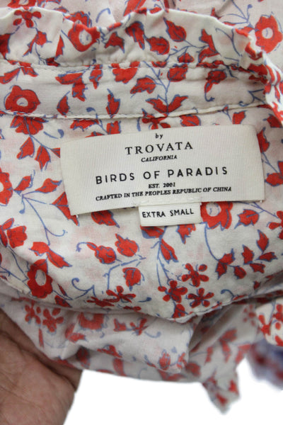 Trovata Women Basic Floral Cotton Collared Button Long Sleeve Blouse Size XS