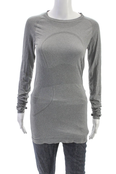 Lululemon Womens Basic T-Shirt Gray Viscose Long Sleeve Crew Neck Size 6